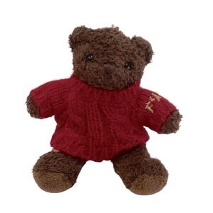 🍄 FAO Schwarz Brown Teddy Bear with Red Sweater Keychain